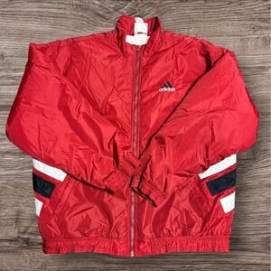 Vintage 90s Adidas Reversible Red Gray Full Zip Up‎ Jacket Men's Size 2xl